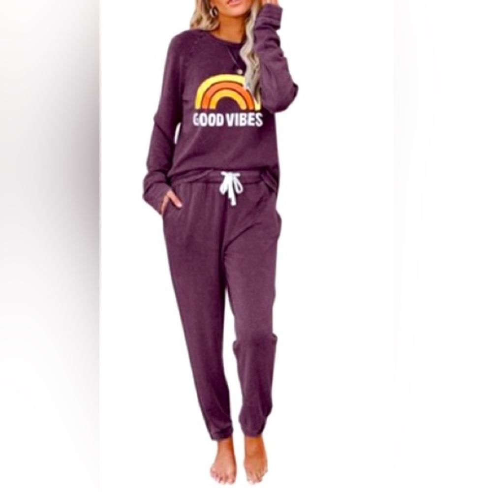 “Good Vibes” Rainbow Graphic Jogger Lounge Set - Picture 10 of 10
